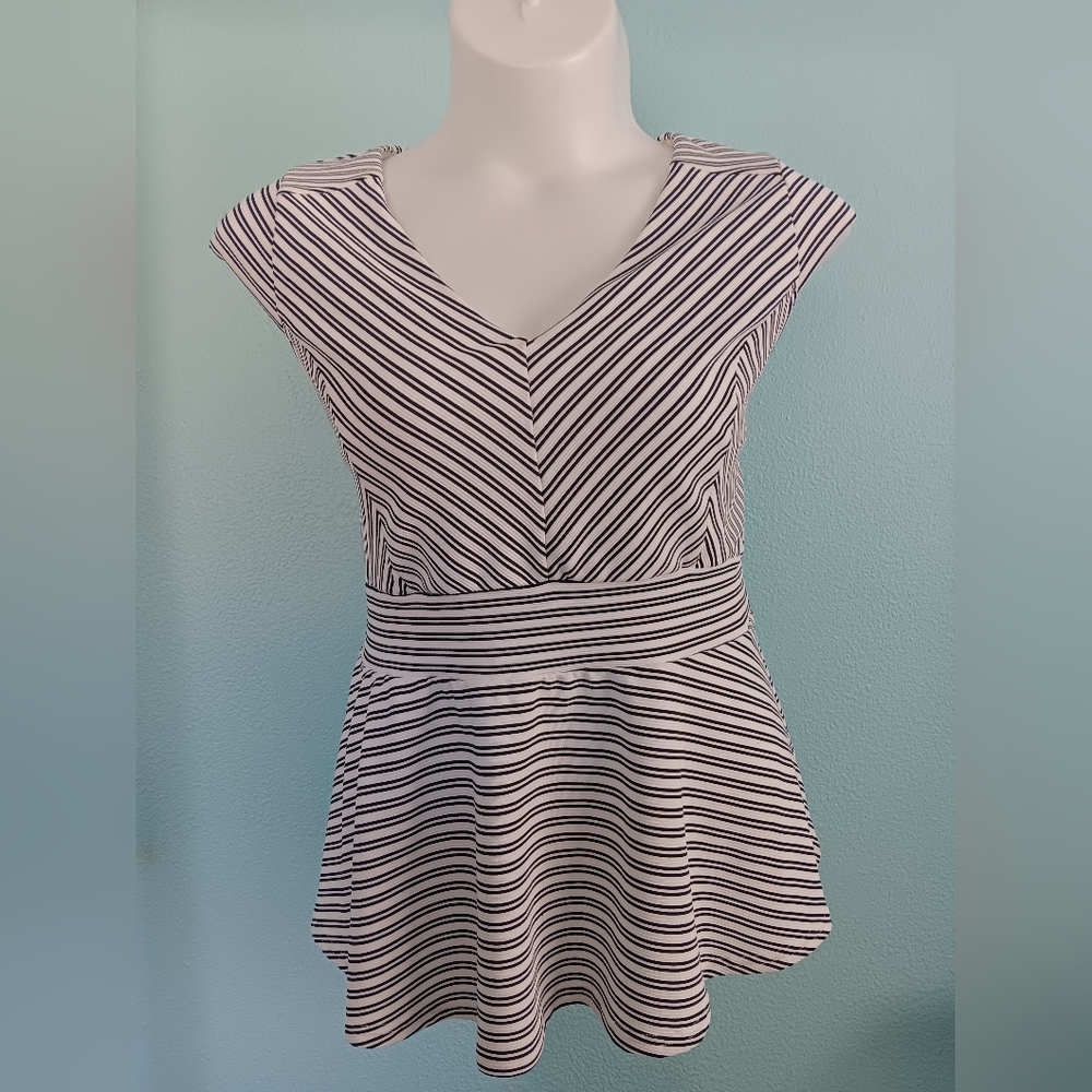 City Chic Monochrome Striped Top Plus Size 2x 22w
